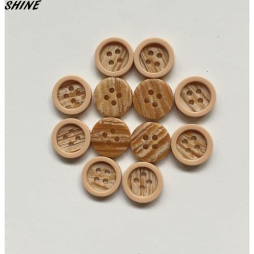 SHINE Resin Sewing Buttons Scrapbooking Round Faux-Wooden Four Holes 11.5mm Dia. 24 PCs Costura Botones Decorate bottoni botoes