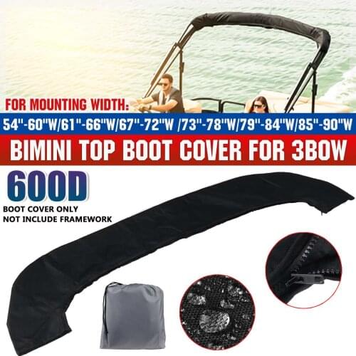 3 BOW Bimini Top Boot Cover No Frame with Zipper 600D Waterproof Boat Cover Anti UV Dustproof Marine Cover Boat Accessories