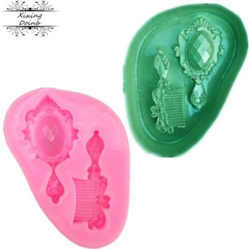 DIY Mirror Comb Soap Candy baking Fondant Mold Sugar Craft Cake Decorating Tools Christmas Silicone Mold