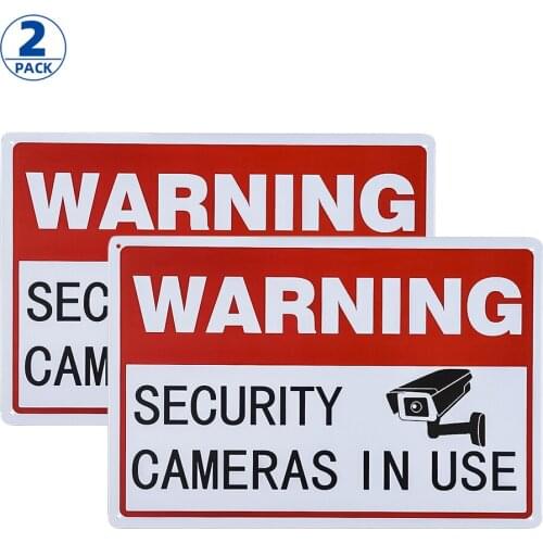 DL-2 Pack Warning Security Cameras in Use Signs,No Trespassing Video Surveillance Sign,Indoor or Outdoor