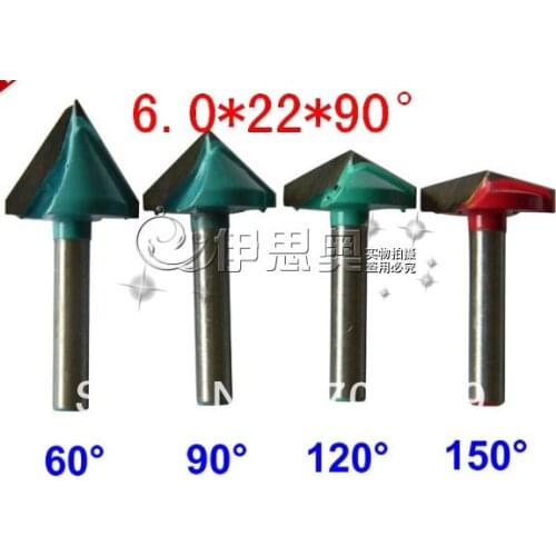 CNC Wood Engraving 3D Bits Router 60 Degree 6mm x 22mm V Groove Acrylic