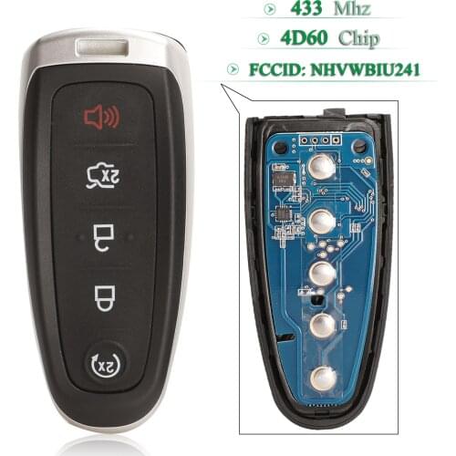 Bilchave 5 Buttons 315Mhz ID46 Chip Remote Smart Car Key For Ford Explorer Edge Flex C-max Taurus M3N5WY8609 With Uncut Blade