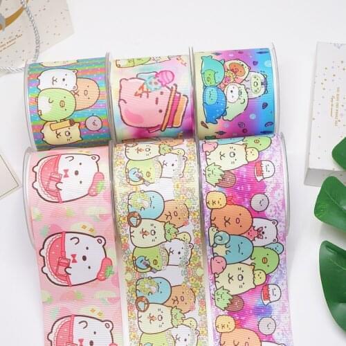 Cartoon characters printed grosgrain ribbon 54645