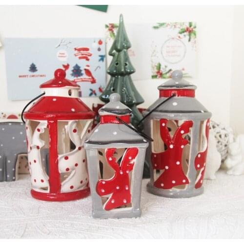 Creative Christmas new style European ceramic hand-painted LED lights wind lanterns home decoration ornaments