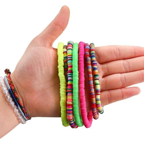 Round Flat Polymer Clay Beads Mixed color Chip Disk Rondelle Loose Spacer Beads For DIY Jewelry Making Bracelet Necklace 4 6mm