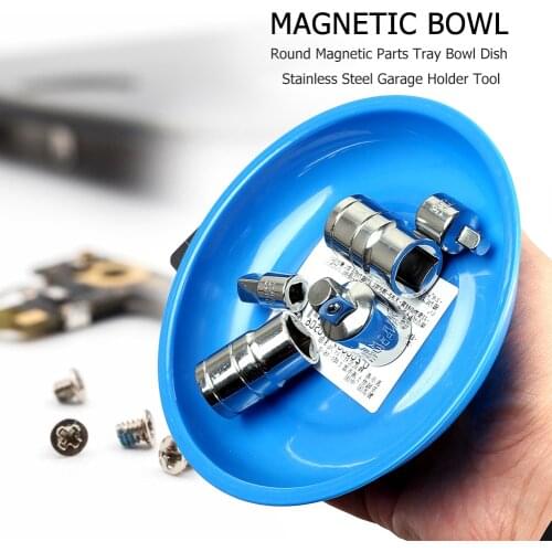 Round Magnetic Parts Tray Bowl Dish Stainless Steel Garage Holder Tool Organizer Parts Bowl Tool Tray Nuts Bolts