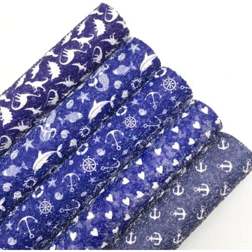 LEOsyntheticoDIY Mermaid Shark anchor Chunky Glitter Vinyl Fabric Sheet Felt Backing Synthetic Leather Faux DIY A4 SIZE R077A