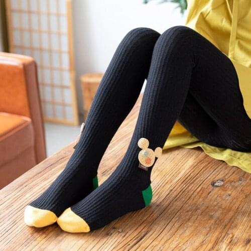 Menoea 2020 Antumn New Cotton Tights Casual Warm Tights Suits Kids Girls Cartoon Appliques Children Long Tights Clothing
