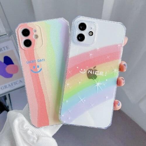 Cute Cartoon Rainbow Smiley Soft Phone Case For Vivo Y17 Y15 Y12 Y19 S9 S7 V20 Pro Cover For Vivo X50 X60 Pro IQOO NEO Y73S Y70S