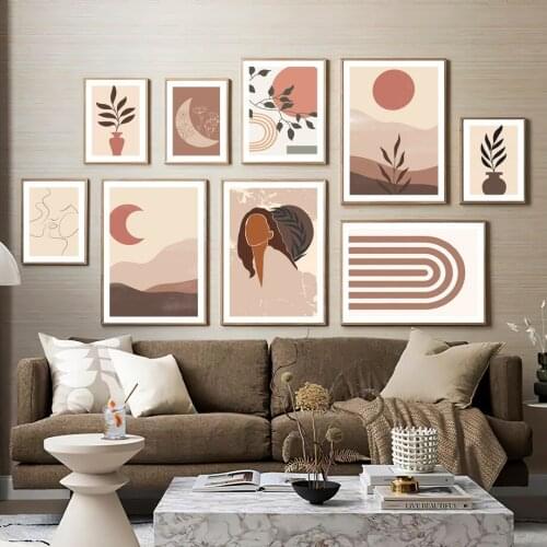 Minimalism Sun Moon Girl Abstract Lines Wall Art Canvas Painting Nordic Posters And Prints Wall Pictures For Living Room Decor