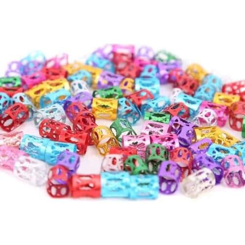 100pcs/Lot Fashion Trend Ponytail Hair Accessories DIY Dirty Braid Buckle Hair Ring Pendant Wig Hollow Flower Tube Aluminum Ring