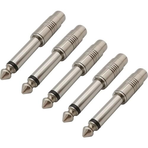 5Pcs/Lot RCA 6.5mm Mono Audio Adapter 6.5mm 1/4" Male Plug to RCA Female Jack Audio Mono Adapter Connector TS for Home KTV Use
