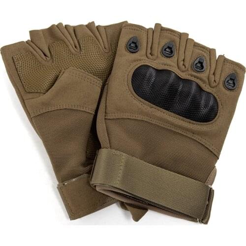 Hard Knuckles Motorcycle Fingerless Gloves Leather Protective Gear Motocross Motorbike Scooter Moto Cycling Biker Racing Riding