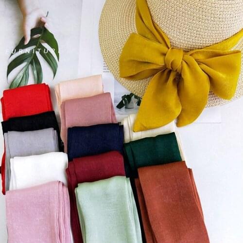 MoriBty Solid Women Silk Scarf Neckerchief Long Skinny Summer Bufandas Neck Wraps Foulard Femme Fashion Show Ties Hair Ribbon