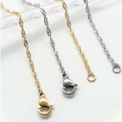 1 Set 304 Stainless Steel Necklace Gold Color & Silver Color With Lobster Claw Clasp For Hipop Boy Girl Dai;y Jewelry 50cm long