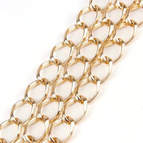 Thick Gold Textured Cable Necklace Twisted Curb Chains Bulk Fit Bracelets Open Link Chain DIY Jewelry Making 1.8x3.4x13.5x19mm