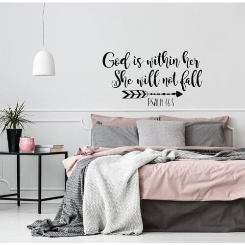 Psalm 46:5 vinyl Wall Decal God is Within Her She Will Not Fall Bible Verse Wall Decals Baby Wall sticker Nursery Decor G381