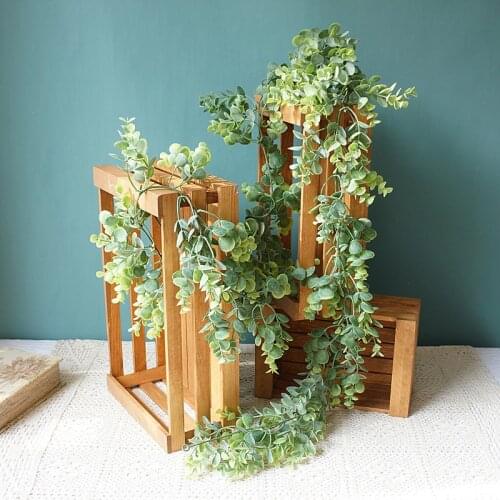 180cm 2pcs Wall Plants Artificial Vines Fake Eucalyptus Rattan Plastic Tree Leafs Hanging Shade Plant For Room Home Garden Decor