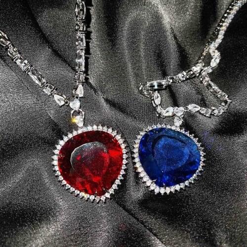 QTT Romantic Chain Ladies S925 Silver Heart Shaped Huge Stunning CZ Pendant Tennis Necklaces Fashion Choker Neck Decoration