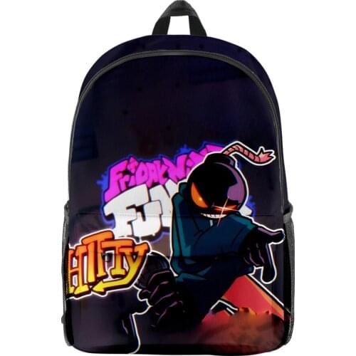 WAWNI friday night funkin Fashion Oxford Cloth Shoulder Backpack Printed Multi Zipper Pack Casual Girls Student School Bag