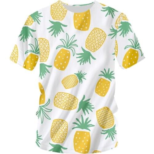 UJWI New Pineapple Fruit T-shirt Yellow Casual Loose Shirt 3D Printing Pattern Printing Shirts Men/women Tops Hip-hop Oversizes