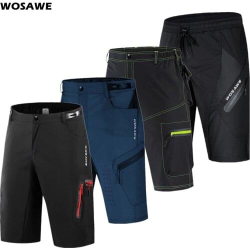 WOSAWE Cycling Shorts Reflective Mens Mountain Bike Shorts Breathable Loose Fit For Outdoor Bicycle MTB Riding Downhill Shorts
