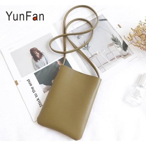 Korean Version Vertical Womens Mobile Phone Bag Ins Versatile Simple Soft Leather Small Shoulder Bag Casual Ladies Cross body