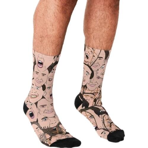 2021 Funny Mens socks Nicolas Cage All Over Pattern Printed hip hop Men Happy Socks cute boys street style Crazy Socks for men