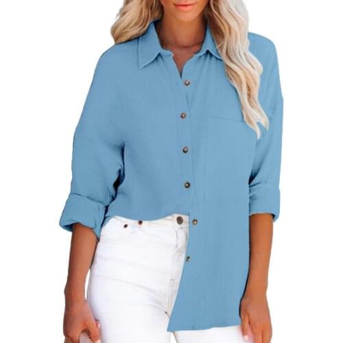 Elegant Women Shirt Solid Color New Autumn Long Sleeve Turn-down Collar Breathable Casual Office Ladies Blouse Streetweat