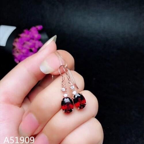KJJEAXCMY boutique jewelry 925 sterling silver inlaid natural gemstone ladies garnet earrings support detection