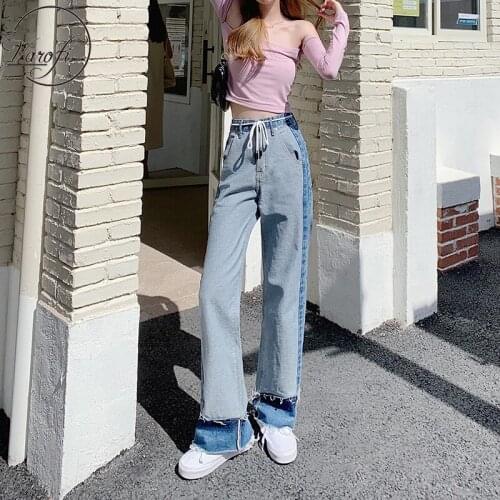 Varofi jeans for women vintage streetwear y2k baggy wide leg jeans boyfriend jeans for women high waist jeans