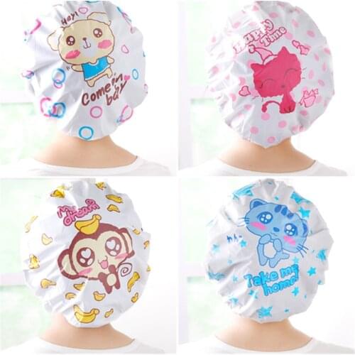 1PC Cartoon Cute Strawberry Waterproof Shower Cap Thicken Bath Hat Bathing Cap for Women Anti Oil Hat
