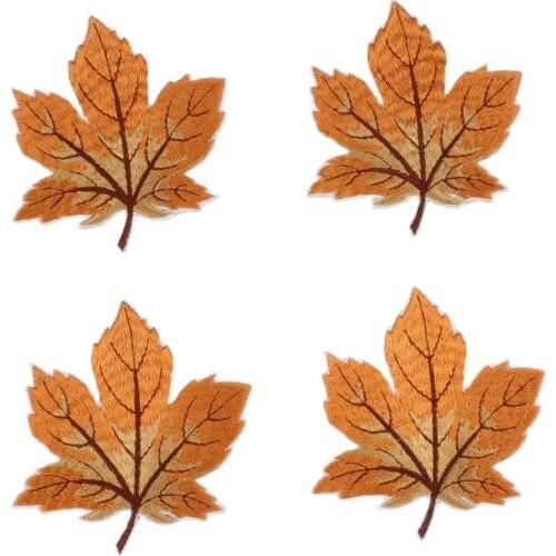 10pcs/lot Cartoon Maple Stickers Iron On Leaves Patch for Apparel Backpack Hats Decoration Sewing Fabric Appliques DIY Badge