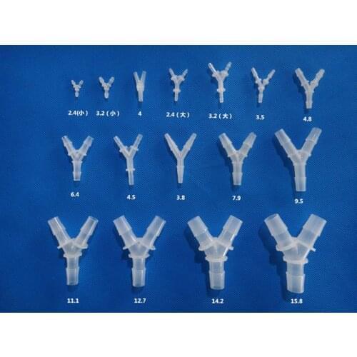10 PCS OD 2.4/3.2/3.5/3.8/4/4.5/4.8/6.4/7.9/9.5/11.1/12.7/14.2 Pagoda equal diameter tee Y-type three-way connector Plastic hose