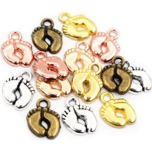 20pcs Charms feet foot 13x10mm Gold Plated Bronze Tibetan Silver Plated Pendants Antique Jewelry Making DIY Handmade Craft