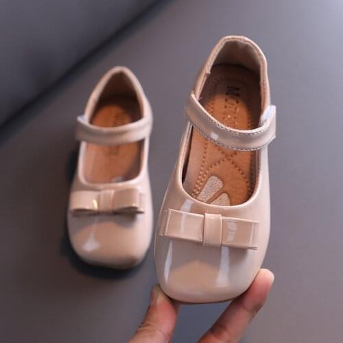 2020 Autumn Baby Wedding Party Dress For Kids Flat Bow-Knot Princes Shoes For Toddler Little Girl Leather Shoes 1 2 3 4 5 6 Year