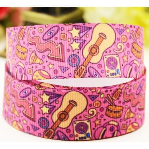 22mm 25mm 38mm 75mm Musical instrument cartoon printed Grosgrain Ribbon party decoration 10 Yards X-04485
