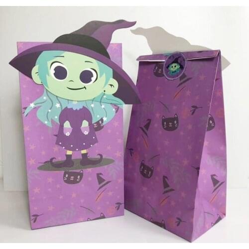 24pcs/set Halloween Party Favor Open Top Gift Packing Paper Candy Cookie Cracker Bag Treat Gift Bag Wholesale Party Supplies