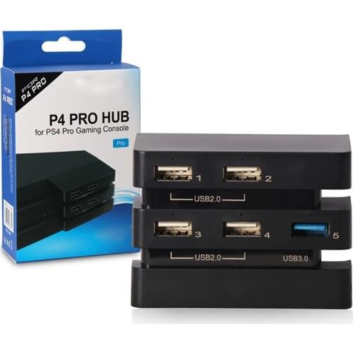 5 Port USB Hub Accessories Extension 4 USB 2.0 Gaming Charge Durable With LED Indicator Adapter 1 USB 3.0 Console For PS4 Pro