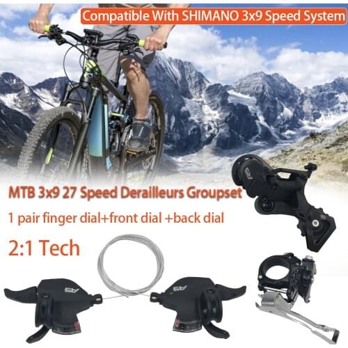 1 Set 9-Speed Rear Dial+Front Dial+Visible Finger Dial A5 3x9 27 Speed Derailleurs Groupset 9s Shifter Lever Front Derailleur