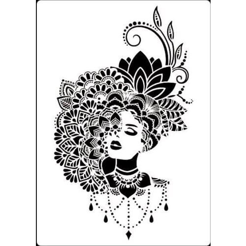 A2 A3 A4 Beauty girl Vintage Floral DIY Layering Stencils Wall Painting Scrapbook Coloring Embossing Album Decorative Template