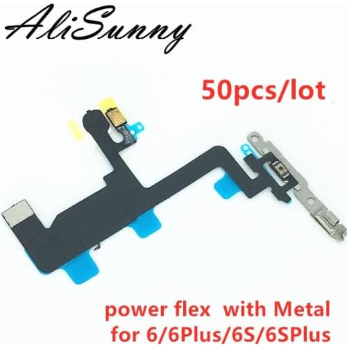 AliSunny 50pcs Power Flex Cable for iPhone 6 6S Plus 4.7'' Volume On Off Button Microphone + Flash With Metal Bracket Fix Parts