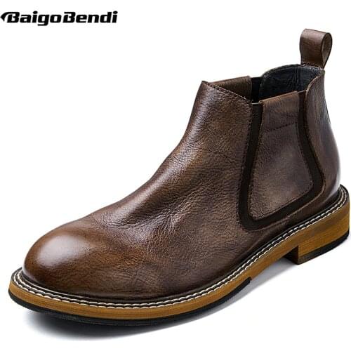 NEW NEW NEW!!Top Soft Leather Hight End Mens' Slip On Winter Boots Warm Fur Ankle Boots Business Man Formal Dress Shoes Military