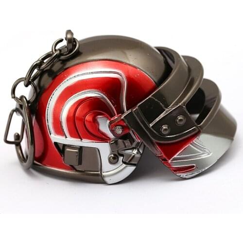 Llaveros PUBG Helmet Key Chain For Men Big Red 3D Game Playerunknowns Battlegrounds Keychain Painted Metal Key Ring Car Jewelry