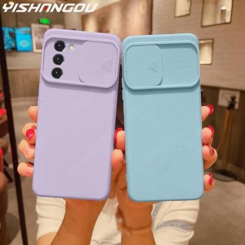 Slider Camera Cover Case For Samsung Galaxy S21 S20 FE Note 20 Ultra A52 A72 A32 A12 A51 A71 A50 Candy Silicone Lens Protection