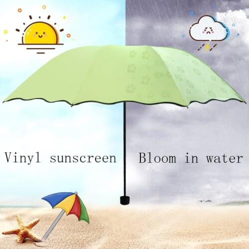 Lotus Leaf Blooming Under Water, Rain Women Umbrella, Vinyl Super Protection Umbrella, Sun Umbrella, Tri-fold Umbrella Parasol