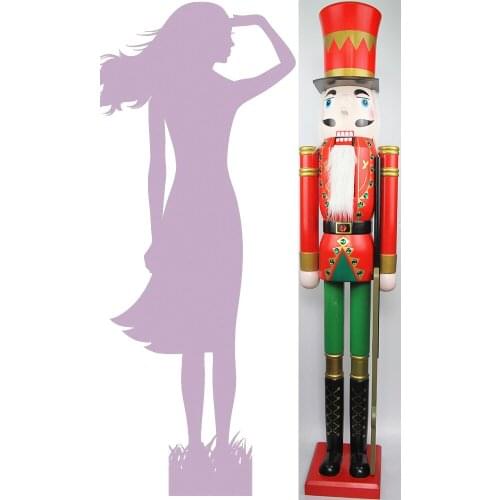 CDL 5feet/150cm/5ft/5foot Life sized large/Giant Red and Gold Christmas Wooden Nutcracker King & Soldier Ornament Doll K05