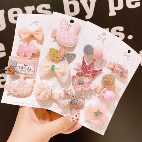 2021 The New Floral Bow Children Hairpin Kids Headdress Printed Side Bangs Clip Fashion Accessories