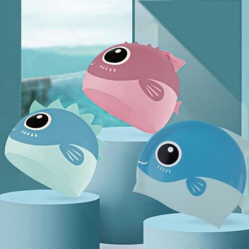 Children Swimming caps Silicone Super Large Long Hair Girls Waterproof Big Size Swim hat Small Dinosaur Swimming Hat Equipment