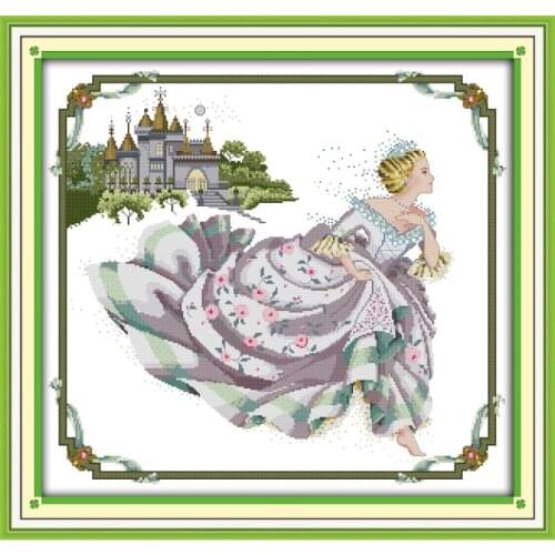 Joy Sunday Cinderella Cherish Home Decor Counted Printed Canvas Cross Stitch DIY Kit 11&14CT DMC Embroidery Needlework Set